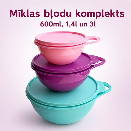 Mīklas bļodu komplekts 600ml, 1,4l un 3l (atlaide -27%)